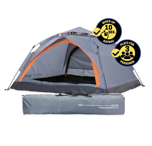 Lumaland Kuppelzelt Pop Up Zelt - 3-Personen-Zelt mit Doppeltür - Zelt für 3 Personen, leicht aufzubauen und ideal für Trekkingabenteuer. Mit Doppeltür für einfachen Zugang und optimalen Komfort.