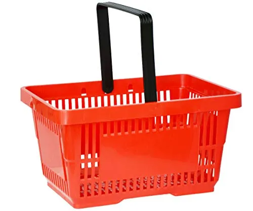 Elipo® Einkaufskorb Tragekorb Handelskorb Verkaufskorb Handkorb 22L Kunststoff Korb mit Griff 30kg (Rot)