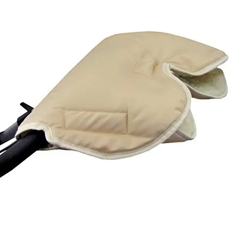 BAMBINIWELT Muff Handwärmer Handschuh für Kinderwagen Buggy mit Lammwolle für warme Hände universal UNI (beige)