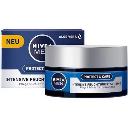 NIVEA Men Intensive Feuchtigkeitscreme 50 ml - Tagespflege für Männer mit Aloe Vera und Vitamin E, spendet langanhaltende Feuchtigkeit, ideal für trockene Haut ab 30+, zieht schnell ein und schützt vor Umwelteinflüssen.