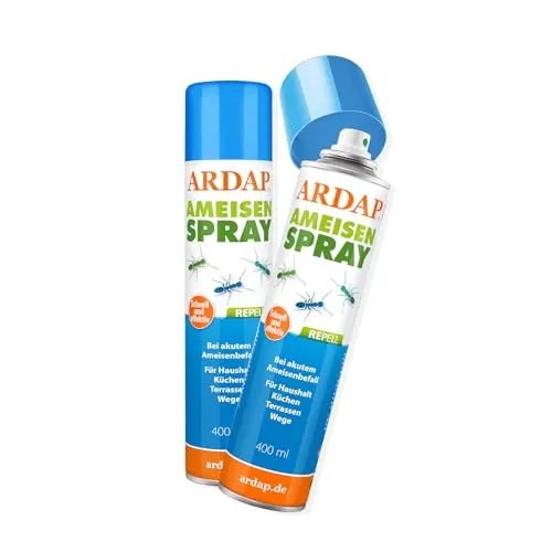 ARDAP Repell Ameisenspray 2 x 400ml - Ameisenspray außen & gegen Ameisen im Haus - Mittel gegen Ameisen - Ameisenmittel - Ameisen Spray bei akutem Ameisenbefall - Wirkt schnell (PT19)