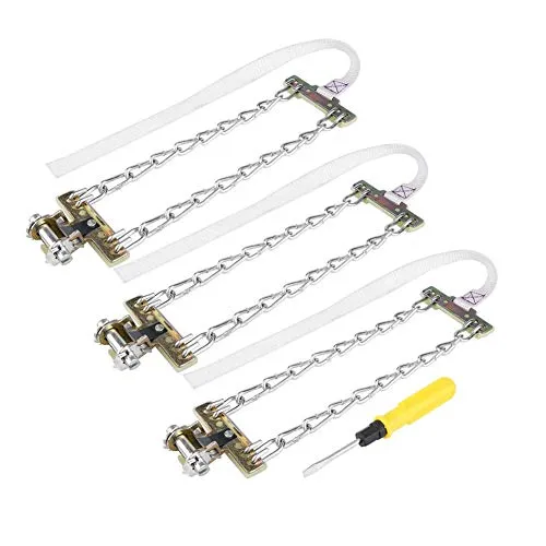 Keenso Stahl Schneekette für Reifen, 3 Stücke Anti-Rutsch-Ketten für PKW SUV, Eisige Autobahn 165-195mm / 205-225mm / 235-285mm (205-225mm)