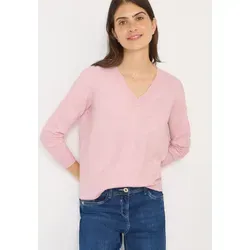 Strickpullover CECIL, Damen, Gr. XL (44), blossom glow melange, Strick, Obermaterial: 33% Polyester, 31% Polyacryl, 24% Baumwolle, 12% Nylon, meliert, hüftlang, V-Ausschnitt, Rippstrickbündchen, Pullover Strickpullover, mit V-Ausschnitt und Ärmeldetails