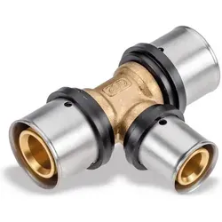 Pipetec Press-T-Stück Mittelabgang reduziert 26x3-20x2-26x3 PFT262026 DVGW, TH+U