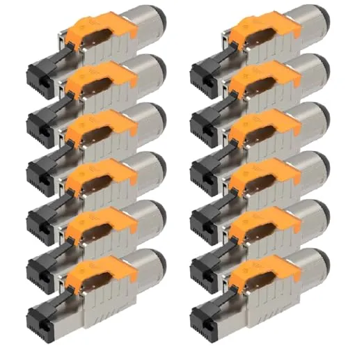 UC-Express Netzwerkstecker CAT 8 RJ45-12x RJ45 Stecker Steckverbinder - werkzeuglos - geschirmt - mit Zugentlastung - CAT8 CAT8.1 LAN Netzwerkkabel Stecker