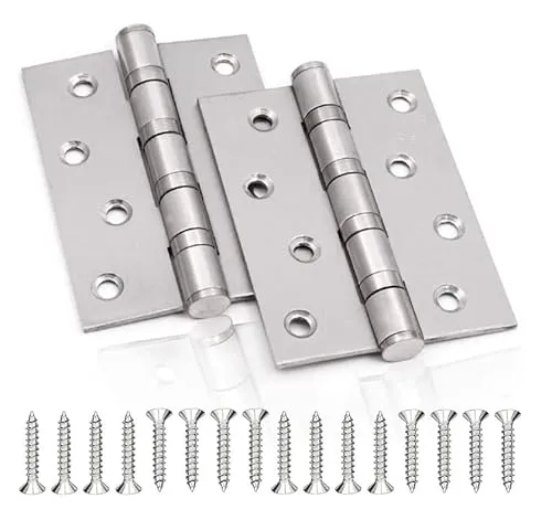 2x [100mm x 75,5mm] Scharniere aus Edelstahl | Türband Möbel Beschlag Set [massiv] - Türscharnier Silber für Innen & Außen | 4fach Stahlkugelgelagert | Steckverbinder für Fenster Schrank mit Schrauben