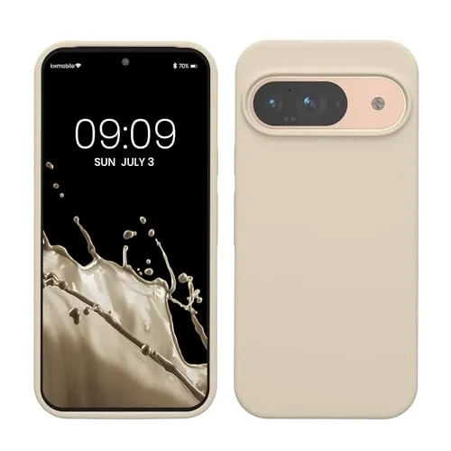 kwmobile Handyhülle für Google Pixel 9 Hülle/Google Pixel 9 Pro Hülle, für Pixel 9 Hülle/Pixel 9 Pro Hülle, für Pixel 9 Case/Pixel 9 Pro Case - Hülle Silikon - kabelloses Laden - Creme
