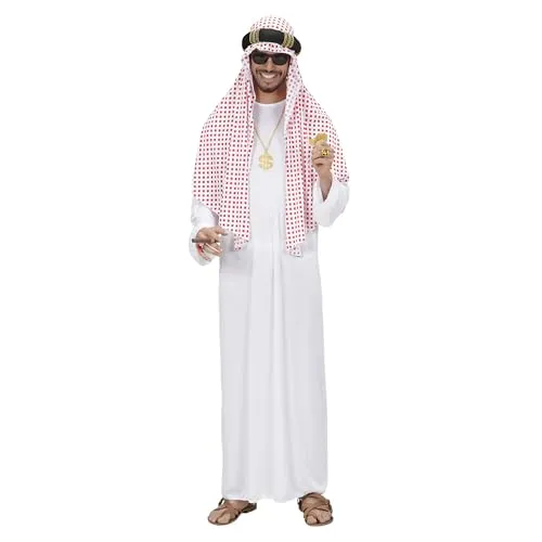 W WIDMANN MILANO Party Fashion Kostüm arabischer Scheich - Kostüm-Outfits für Erwachsene, verwandeln Sie sich in einen Scheich aus 1001 Nacht mit bequemer Tunika und Kopfbedeckung, ideal für kalte Karnevalstage.