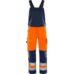 Fristads High Vis Green Latzhose Kl. 2 1030 GPLU 131985 - Warnschutz Orange/Marine - C44 - Nachhaltige High Vis Latzhose mit CORDURA®-Verstärkungen für erhöhte Strapazierfähigkeit. Komfortable Passform durch elastische Hosenträger und Stretcheinsätze. Ideal für den professionellen Einsatz in sicherheitsrelevanten Bereichen.