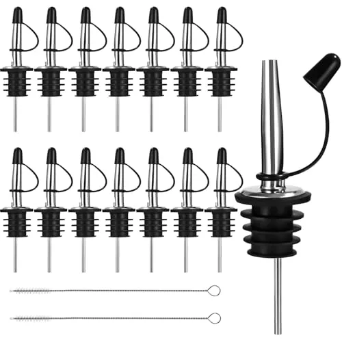 Stück Edelstahl Flaschenausgießer, Flaschen Ausgießer, Konische Ausgießer Spirituosen, Dosierer für Flaschen mit Staubkappen, öl ausgießer für Spirituosen, Wein Schnaps,Essig, Likör 14