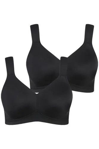 Ulla Popken Damen Mikrofaser-BH 2er Pack, Schwarz, Cup C-D von Ulla Popken