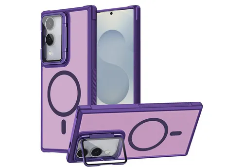 CoolGadget Handyhülle Hybrid CAM Handy Hülle für Samsung Galaxy S25 Edge 6,66 Zoll, Kameraschutzglas klappbar Schutzhülle Metallring für Magsafe Zubehör