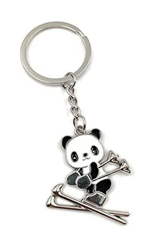 Onwomania - Pandabär Ski Koala - Schlüsselanhänger Metall Glücksbringer ideal als Geschenk z.B. für den besten Freund, die beste Freundin, Mama - Für Männer, Frauen & Kinder