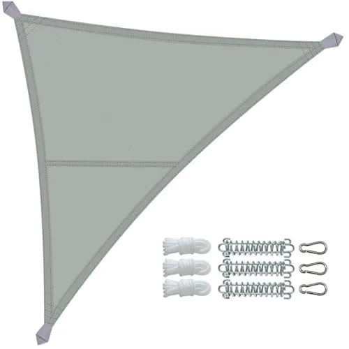 VOUNOT® Dreieckiges Sonnensegel mit Befestigungsset, 3x3x3m, Grau