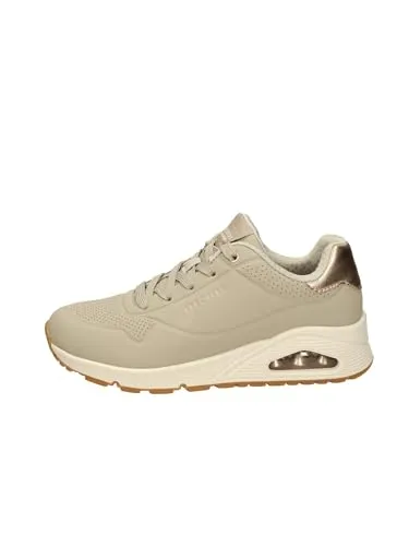 Skechers Damen UNO Golden Air Sneaker - Taupe, 37 EU - Damen-Sneaker mit synthetischem Durabuck Obermaterial, Goldakzenten und flexibler Traktionslaufsohle für optimalen Komfort und Stil.