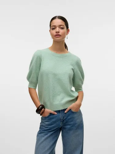 Vero Moda Rundhalspullover VMDOFFY 2/4 O-NECK PULLOVER GA NOOS mit kurzen Puffärmeln