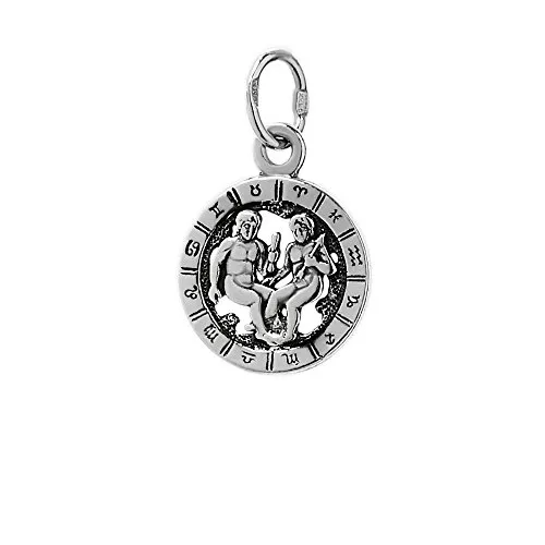 NKlaus 925 Sterlingsilber Kettenanhänger Zwillinge - Eleganter Kettenanhänger aus 925er Sterlingsilber, perfekt für Sternzeichen-Liebhaber und ein ideales Geschenk für jeden Anlass.