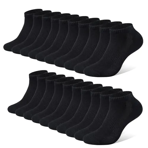 FALARY Sneaker Socken Herren 39-42 Sneaker Socken Herren Damen Sportsocken 10Paar Atmungsaktives Laufsocken Baumwollsocken Kurze Halbsocken 39-42 Schwarz