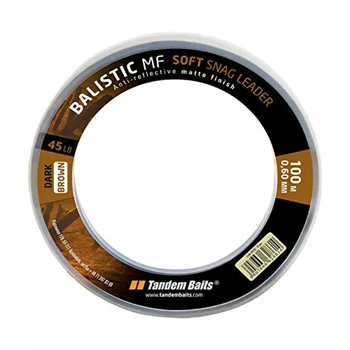Tandem Baits Balistic MF Snag Leaders Angelschnur für Angelrute | Angelzubehör für Karpfenrute zum Große-Fische-Angeln | Karpfenzubehör für Profis & Hobby-Angler 100 m 0,6 mm 45 lb Dunkelbraun