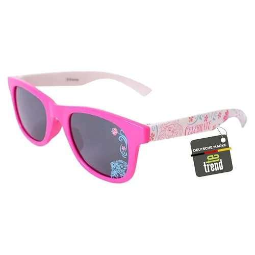 TE-Trend Frozen Kinder Mädchen Girl Sonnenbrille Kindersonnenbrille Sonnenschutz UV400 Brille Motivbrille Summer Celebrate Pink Weiß