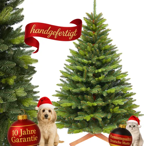 Weihnachtsbaum künstlich  220 cm  dichte Zweige, Echtholzständer künstlicherTannenbaum Christbaum Spritzgusselemete