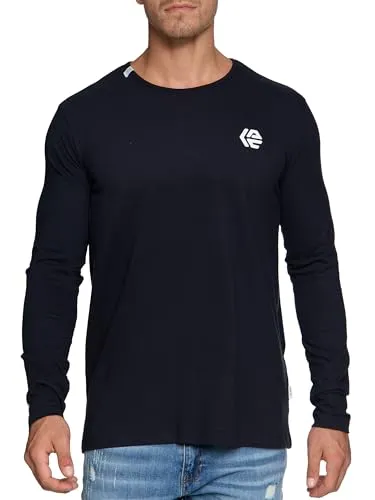 Indicode Herren INTrense Langarmshirt aus Baumwolle | Herrenshirt Langarm Longsleeve Shirt Männer Black, M