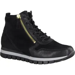 Gabor Sneaker High Damen 31393136343132 Schwarz 40 1/2 EU - Moderne Gabor Sneaker High für Damen in Schwarz, ausgestattet mit praktischen Reißverschlüssen und weichem Velourleder für optimalen Tragekomfort. Ideal für die kalte Jahreszeit, mit leichter TR-Laufsohle für sicheren Halt.