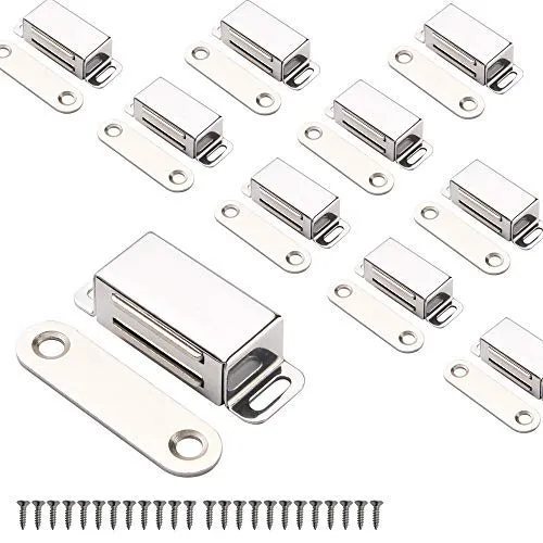 Schrankmagnete Mousike Schranktürverschluss für Küche Badezimmerschrank Kleiderschrank Schrankverschlüsse Schranktür Schubladenriegel (Silber 10er Pack)