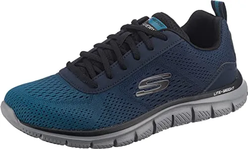 Skechers Track - Ripkent Herren Schnürschuhe Blau 41 EU - Sneaker für Herren mit gepolsterter Memory Foam-Einlegesohle für ultimativen Komfort und flexible Dämpfung. Ideal für Fitness und Alltag, atmungsaktives Mesh-Obermaterial sorgt für frische Füße.