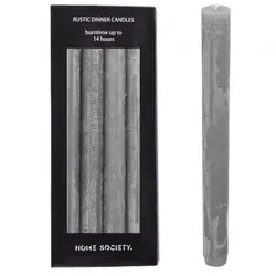 Rustic Dinner Candle L grau 4 Stück