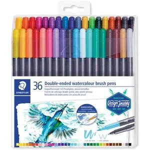Double-ended Watercolor Brush Set mit 36 Pinselstiften, Doppelspitze für kreative Wasserfarbenkunst, 1-6 mm und 0.8 mm fein - 