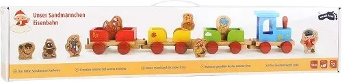 Holzeisenbahn Kleinkind Sandmännchen Eisenbahn, 60 x 9 x 11 cm