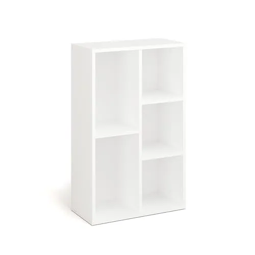 KOMTO Bücherregal Weiß - Schmaler Bücherschrank mit 5 Fächern - Praktisches, platzsparendes Büro-Bücherregal mit 5 Fächern. Ideal für Bücher und Deko, verwandelt ungenutzte Ecken in Stauraumwunder. Einfacher Aufbau mit Anleitung und Werkzeug.