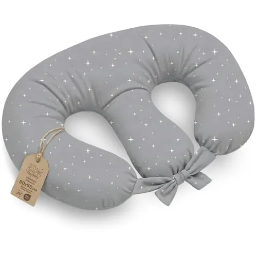 Stillkissen XXL für Zwillinge 90x50 cm - Ergonomisches Stillkissen für Tandem-Stillen - Das XXL Stillkissen für Zwillinge bietet eine ergonomische Position beim Füttern und sorgt für Stabilität durch zusätzliche Gurte. Der abnehmbare Bezug ist weich und pflegeleicht. Ideal für die ersten Monate! Geprüfte Qualität.