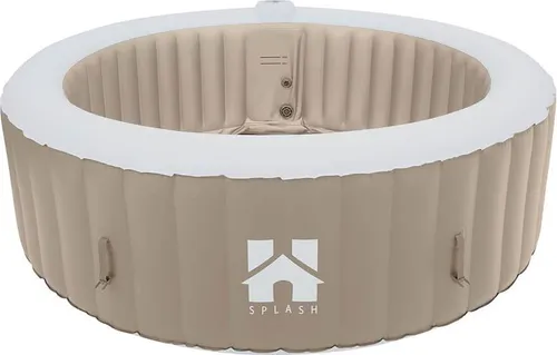 HOME DELUXE Aufblasbarer Whirlpool SPLASH - Beige, 4 tlg. Ausstattung - Whirlpool für 6 Personen mit 130 Luftdüsen für perfektes Massageerlebnis. Inklusive Kissen, Getränkehalter und Sonnendach. Genießen Sie entspannende Momente bei bis zu 40°C!