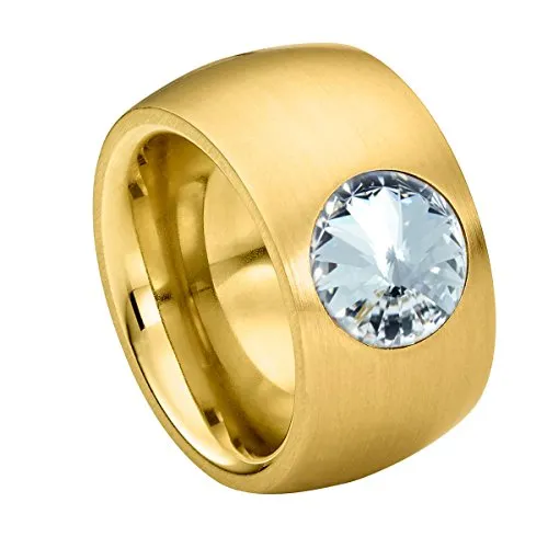 Heideman Damen-Ring Coma 14 gold Gr.60 kristalle crystal 10 mm Goldring Ring goldig mit Stein Zirkonia Edelstein Edelstahl Größe 60 (19.1) hr9100-7-1-60