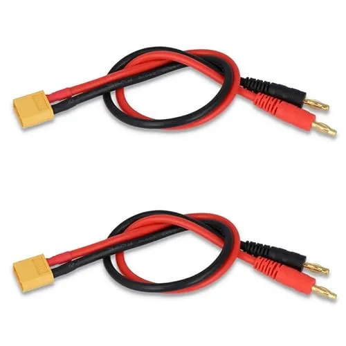 LINSYRC 2 Stücke XT60 Männlich auf 4mm Bananenstecker Rundstecker RC Ladekabel Adapter mit 30CM 14AWG Silikondraht für RC Hubschrauber Quadcopter Lipo Akku