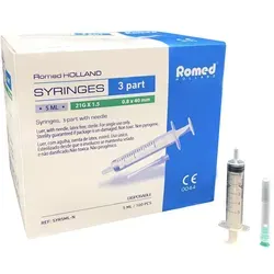 Romed Einmalspritzen mit Einmalkanülen 3-teilig steril 5 ml (100 Stück)