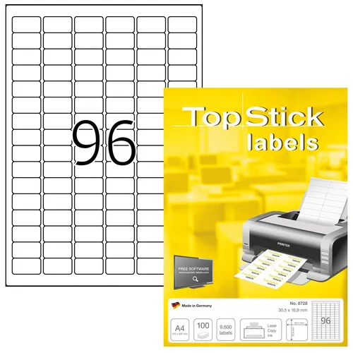 TOP STICK Universal-Etiketten 30,5 x 16,9 mm weiß 9.600 Etiketten