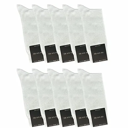 ca·wa·so Herren Socken aus 100% Baumwolle | Nahtlose Freizeitsocken im 10er-Set (47-50, weiß) - Hochwertige Socken aus 100% Baumwolle, ideal für den täglichen Gebrauch. Nahtlos und verstärkt für höchsten Tragekomfort und Langlebigkeit.