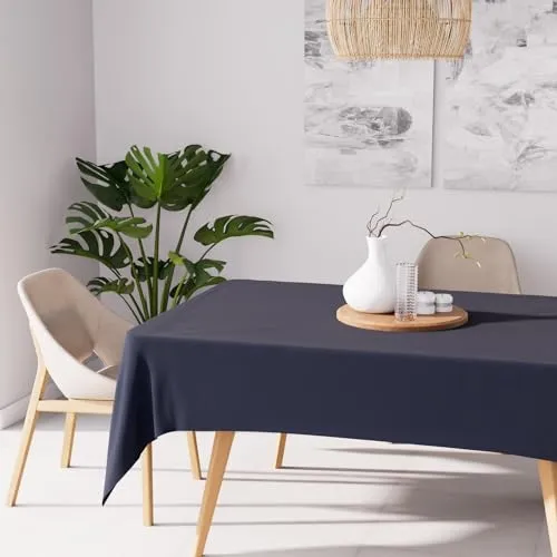 Soleil d'ocre Soleil d'Ochre Alix Tischdecke, schmutzabweisend, rechteckig, 160 x 270 cm, Marineblau, Polyester
