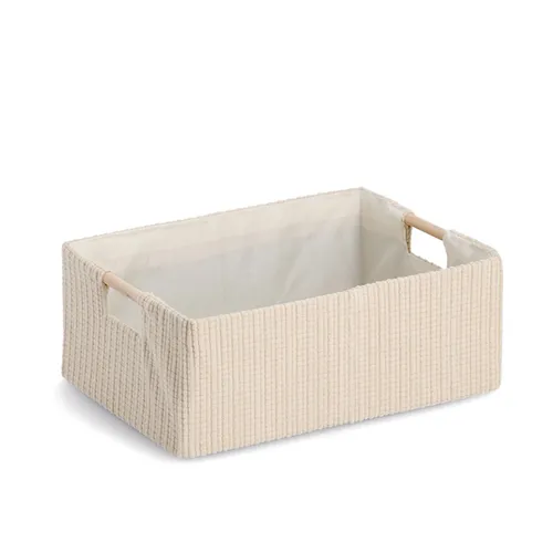 Zeller Aufbewahrungskorb Baumwolle/Polyester/Holz beige ca. 34 x 23,5 x 13 cm