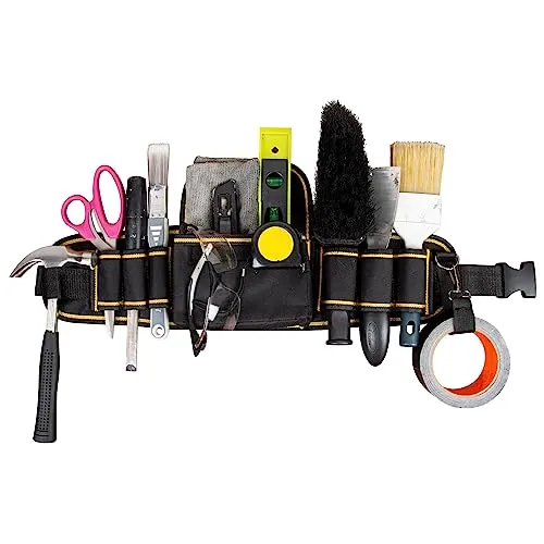 Werkzeuggürtel Werkzeugtasche – robuster Werkzeuggürtel mit Hammerschlaufe – verstellbare Werkzeugtasche – mehrere Taschen – Werkzeugaufbewahrungstasche – Werkzeug-Organizer Gürtel – passend für