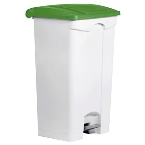 helit Mülleimer 90,0 l weiß, grün - Haushaltszubehör mit Fußpedal für hygienisches Öffnen. Ideal für hohe Müllmengen, langlebig und pflegeleicht aus Polypropylen, in ansprechendem Design.