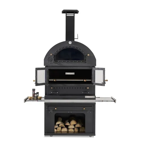Eleganter Grillkamin aus Edelstahl Schwarz – Freistehender Gartenkamin - Grillkamin aus robustem Edelstahl, ideal für Garten und Terrasse. Mit 80 cm Kochbereich und 2 Jahren Garantie, perfekt für gesellige Grillabende.