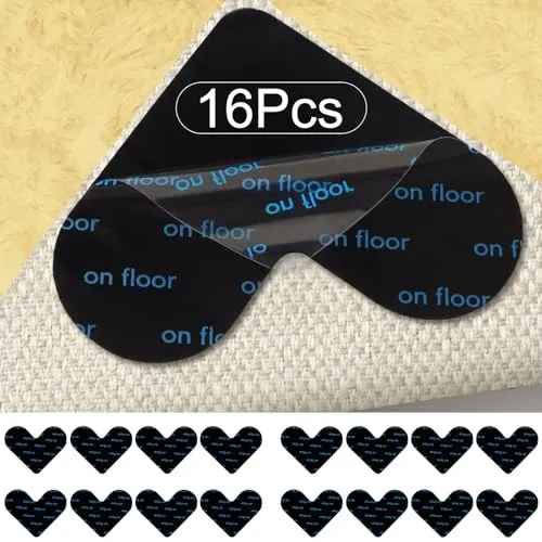 Omtofo 16 Stück Antirutschmatte für Teppich, Waschbare Wiederverwendbare Teppich Antirutschunterlage, Abnehmbare Hinterlässt Keine Spuren Anti Rutsch Teppichunterlage