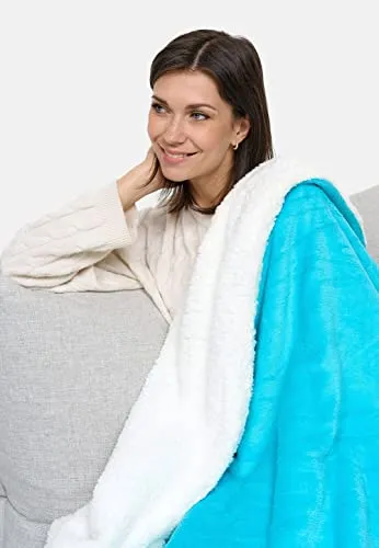 made2trade Weiche Kuscheldecke extra Dick & Warm Sofadecke - Wohndecke Sherpa Decke - aus fedeleichtem Coral-Fleece -Turkis - Gr. 130x170cm