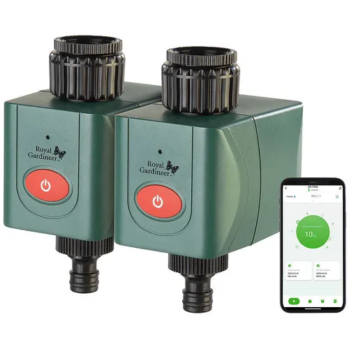 2er-Set WLAN-Bewässerungscomputer mit Ventil - Micro-Drip-Bewässerungssysteme für präzise Gartenbewässerung, smart mit App-Wetterdatenabgleich für optimale Bewässerungseffizienz.