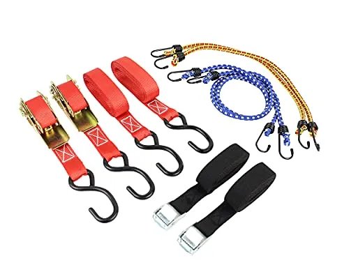 LAS 10343 Spanngurt Haltegurt-Set, 8-teilig, Schwarz