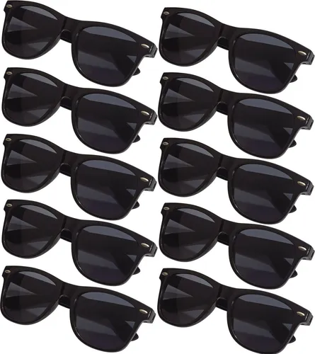10x Sonnenbrille Pilotenbrille Retro Nerd Horn Party Brille Schwarz